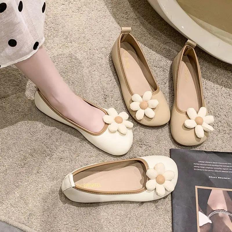 Fashion Slip-on Square Toe Ladies Footwear Low Heel Elegant Moccasins Women's Flat Shoes A Line Aesthetic Chic Luxury Casual Vintage Y2k