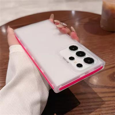 Candy Frame Shockproof Matte Translucent Case For Samsung Galaxy S25 S24Ultra Plus S21 S23FE A55 A34 A13 A15 Soft Silicone Cover