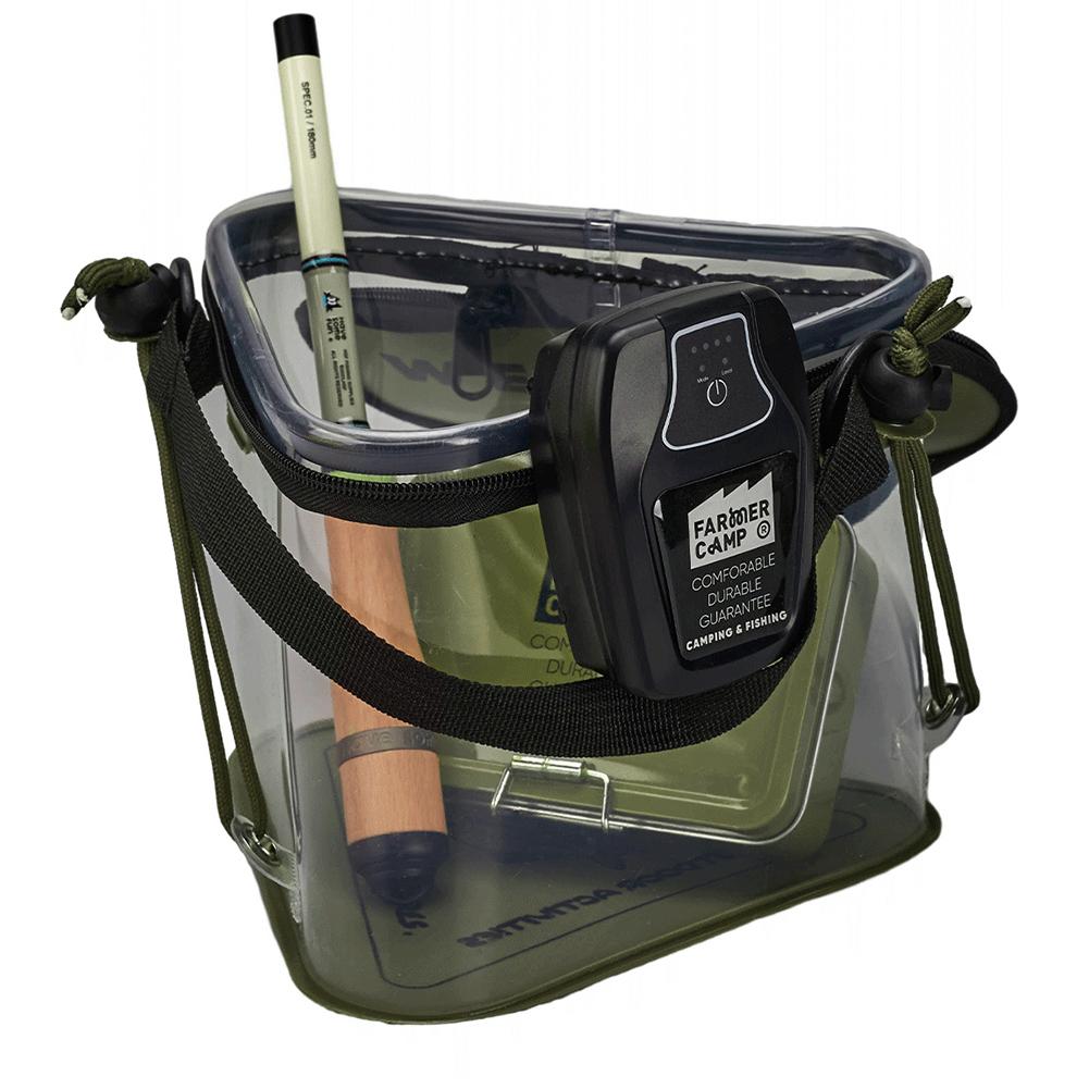 Outdoor Collapsible Bucket with Breathable Mesh Lid Folding Fish Water Bucket Portable Fishing Bucket Outdoor Camping Equipment