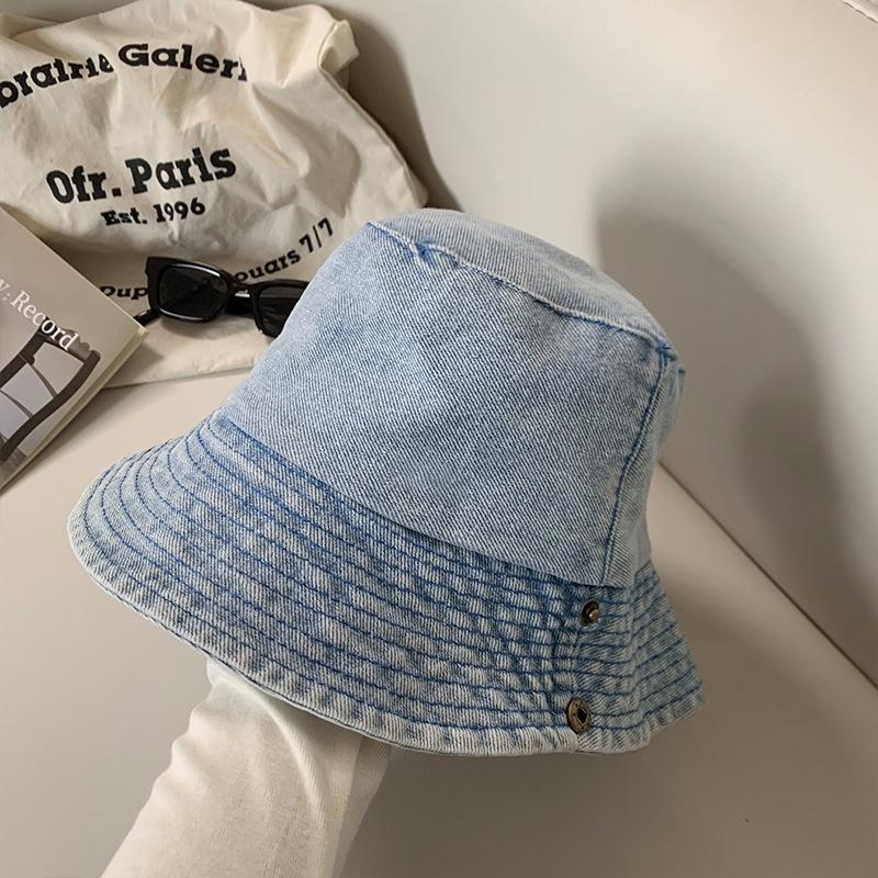 Japanese washed denim fisherman hat children spring and summer 2025 versatile face small sunshade sunscreen basin hat