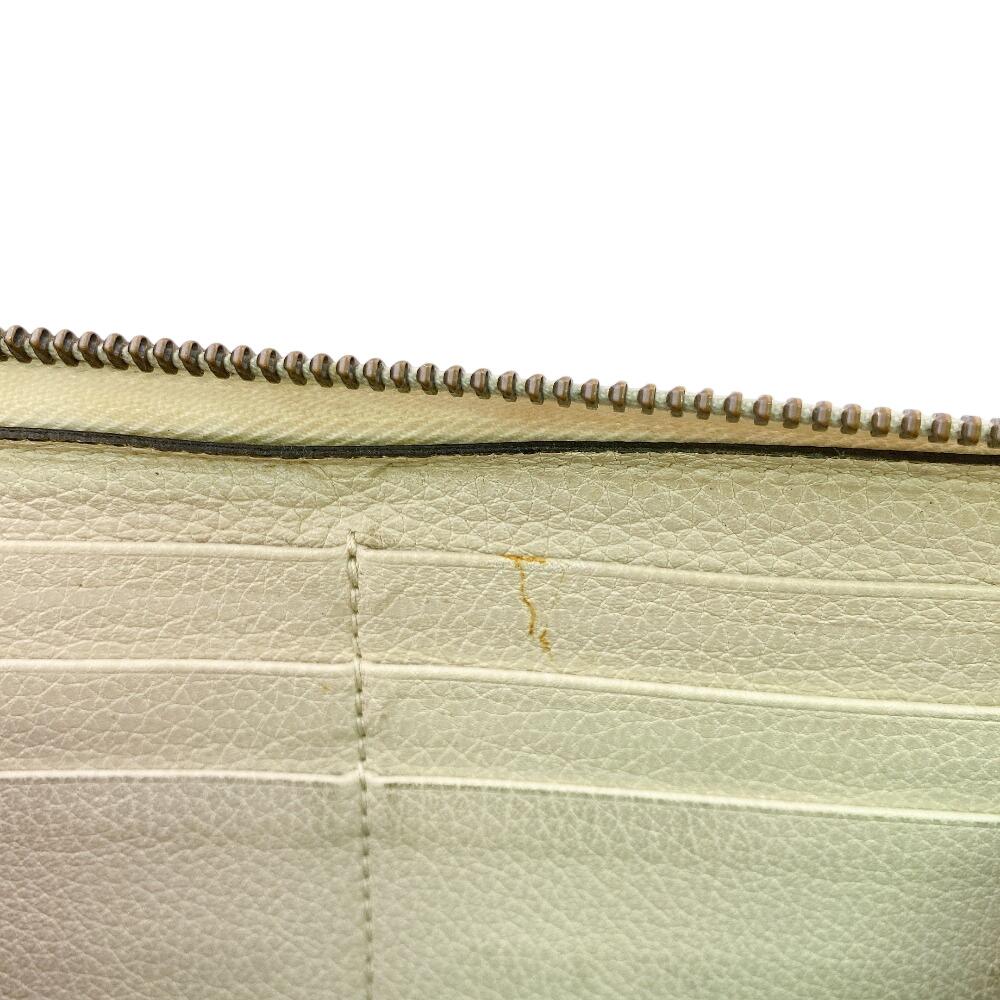 GUCCI 496317 Zip Around Logo print leather Purse white leather Used