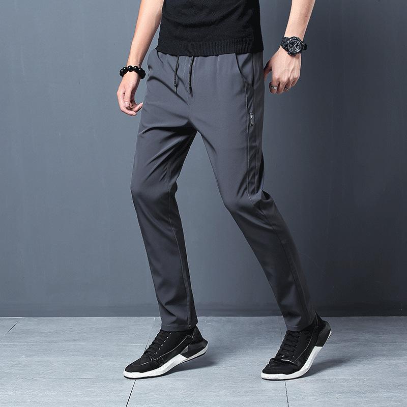 

Men s Casual Pants Slim-fitting Thin Korean Version Breathable Sweat-absorbing Sweatpants Fashion Straight-leg Pants M сірий колір
