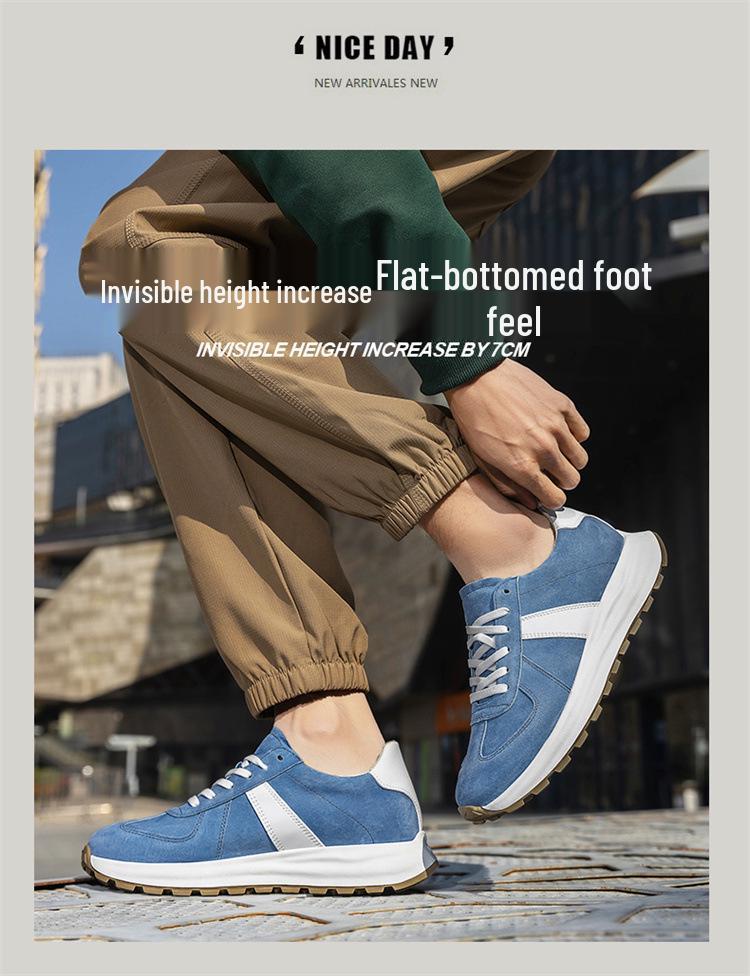 Men's White Breathable Thick-Soled Platform Sneakers - Discreet 8cm Height Boost Casual Dad Shoes