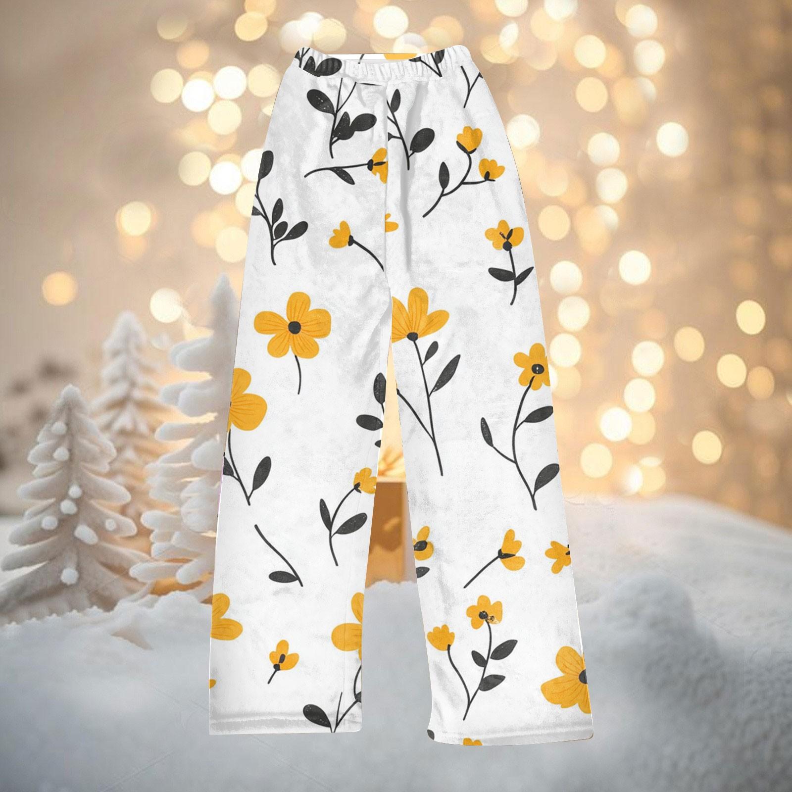 

Женские зимние брюки, длинные брюки с цветочным принтом XS жёлтый