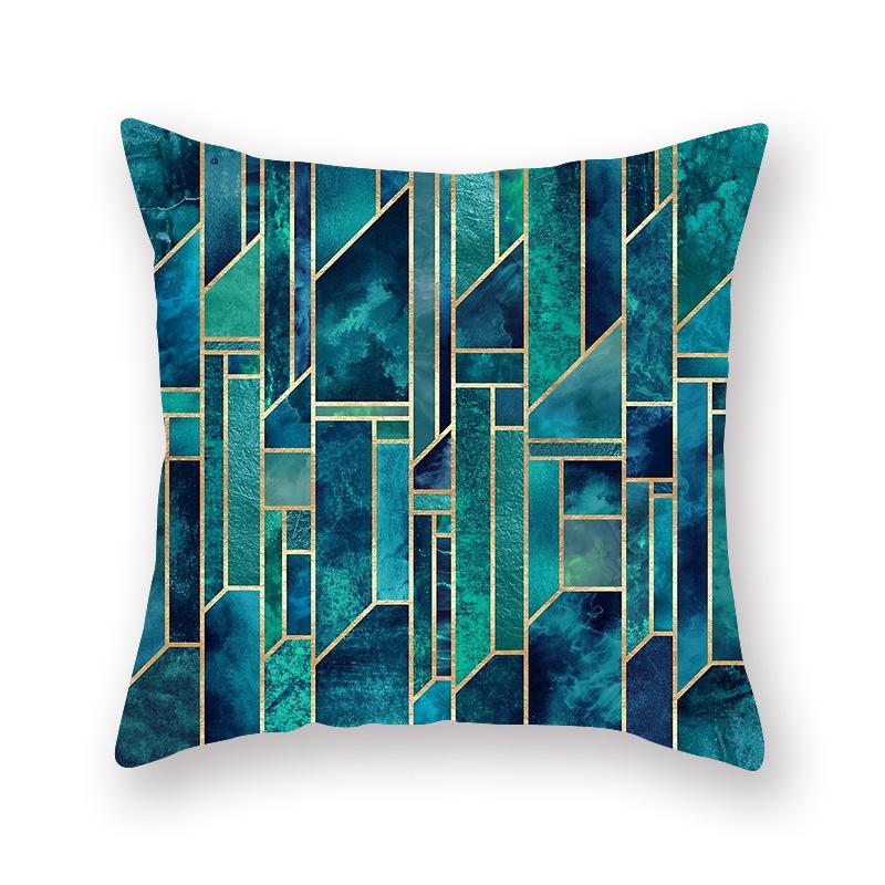 Nordic Fashion Turquoise Geometric Pillowcase Striped Splicing Cushion Cover Sofa 45x45cm Room Bedroom Home Decor Cushion Cover