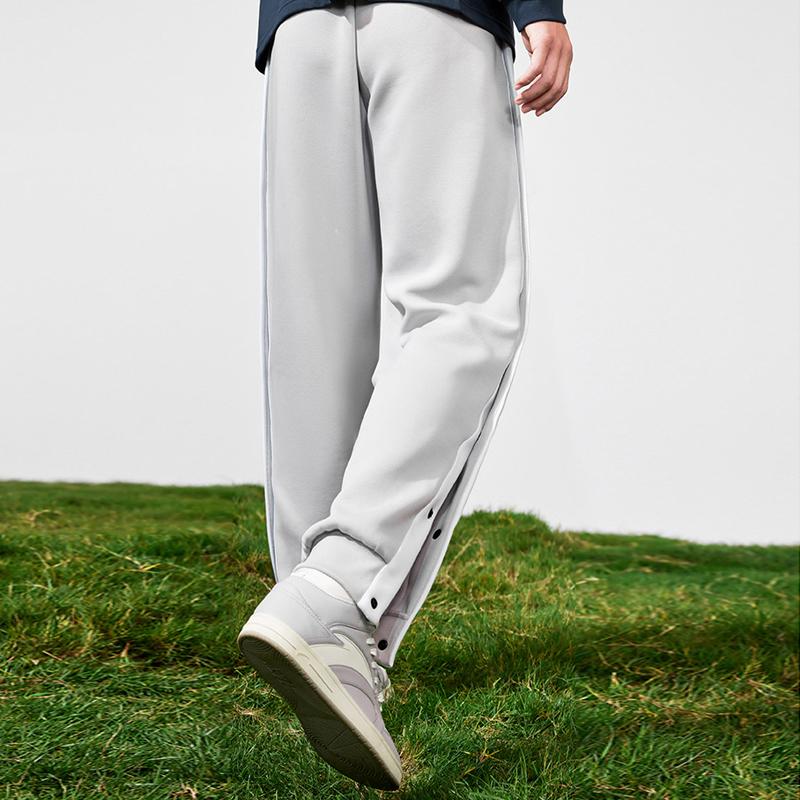 Anta Basketball Series SS23 Logo Print Snap Button Mid-Waist Knit Sports Pants Unisex Bottoms Cloud-Grey 952311304-1