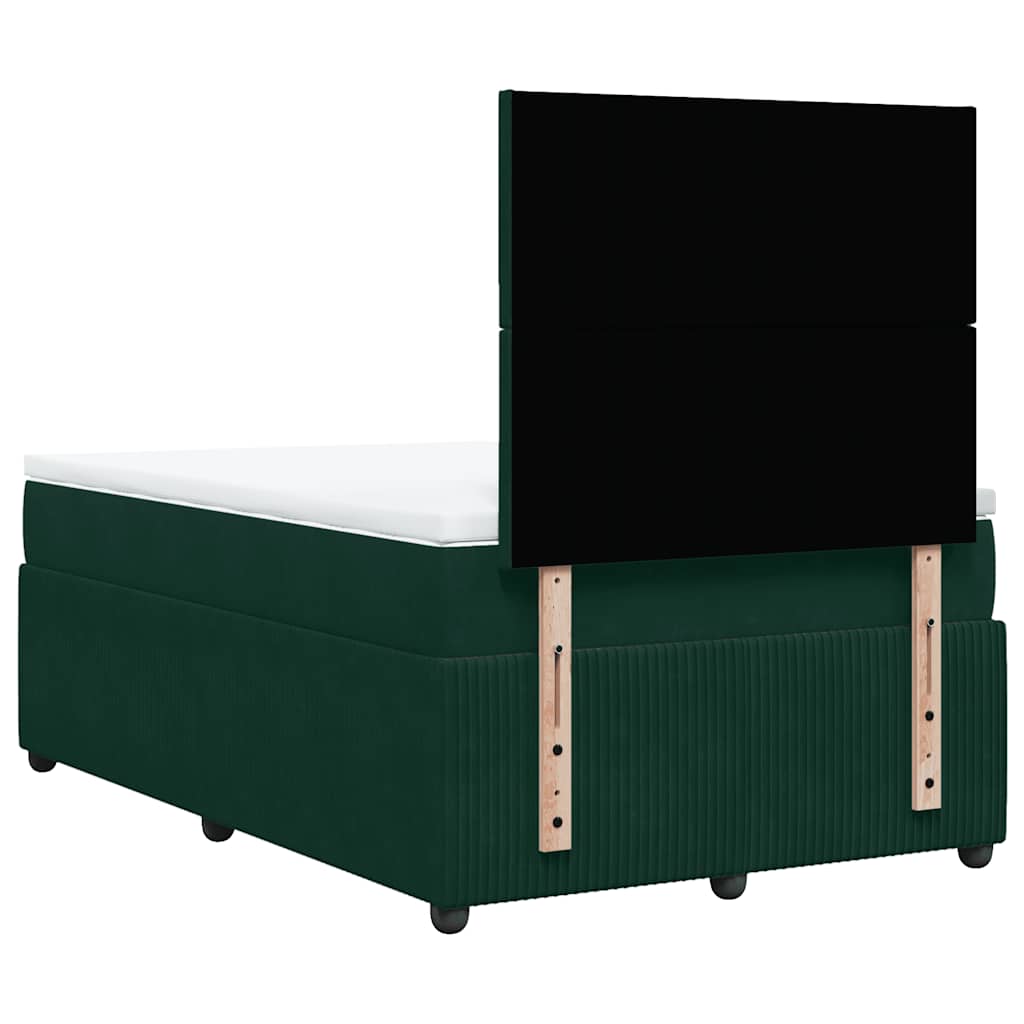 Box Spring Bed with Mattress Dark Green 120 x 200 cm Velvet