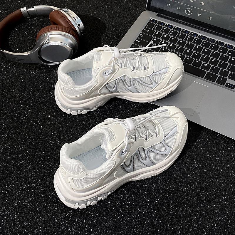 European 2025 new summer mesh breathable dad shoes women's platform fashion casual sports shoes versatile little white shoes