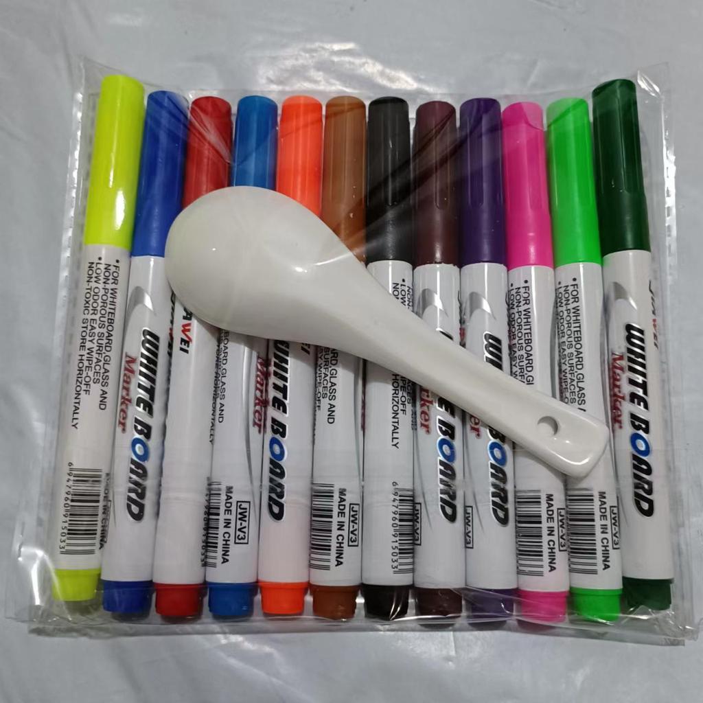 12-Color Erasable Washable Whiteboard Markers - Water-Based for Students, Teachers, Office