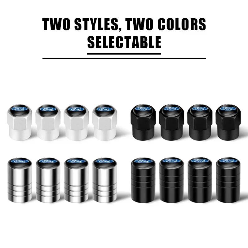 4Pcs Car Tire Valve Stems Cap Metal Tire Wheel Stem Air Valve Cap For Ford Focus 2 3 Fiesta Ranger Mondeo Kuga Mustang Ecosport