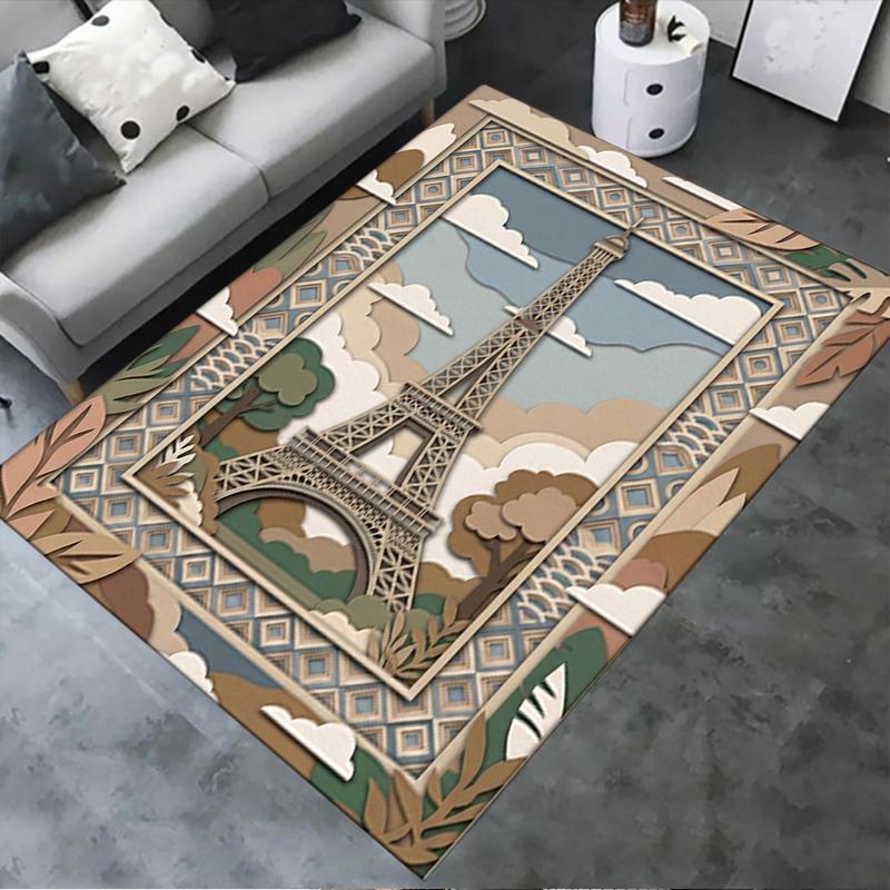 2025 New Paris Eiffel Tower Carpet Rug for Living Room Bedroom Home Sofa Decoration,Kids play Non-slip Floor Mat89