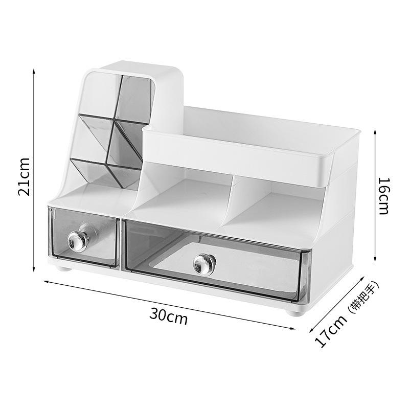 

Large Capacity Desktop Organizer - Drawer Type Pen Holder & Stationery Rack Includes standard and round handles білий