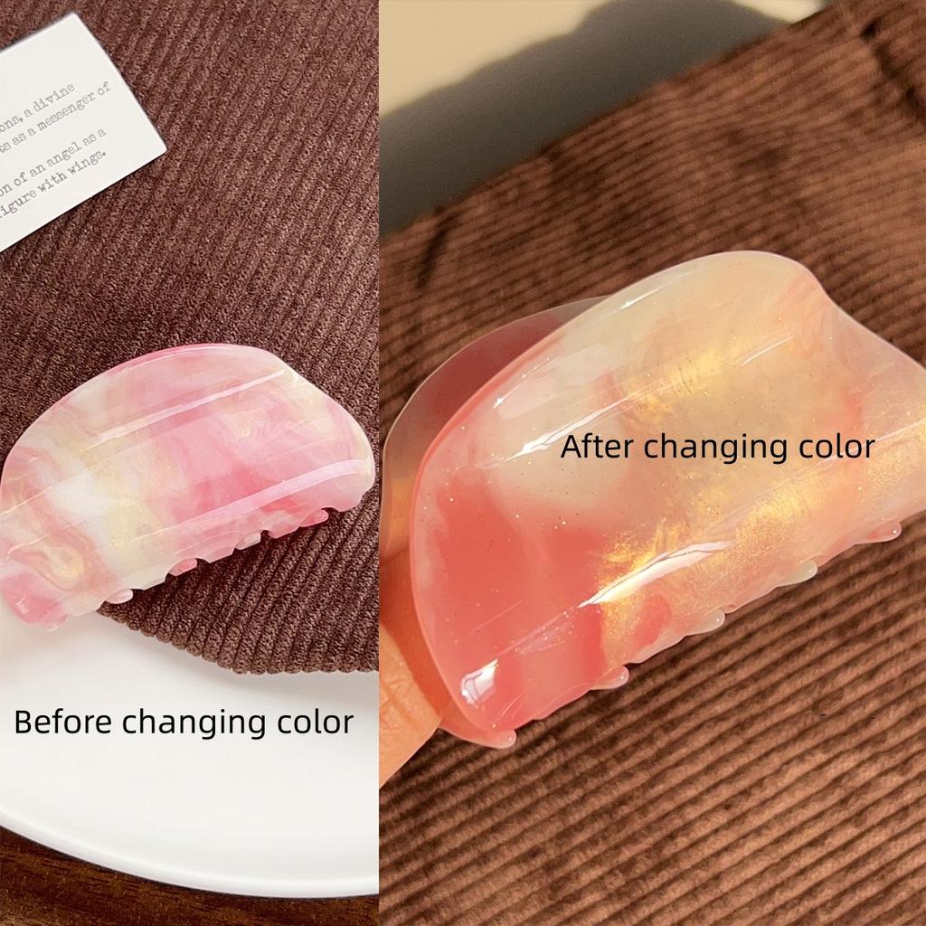 1PC Candy colored acrylic grip clip, medium size semi-circular shark clip, color changing little fresh girl hair accessory