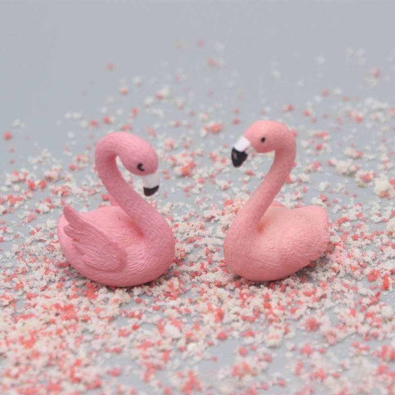 Decorative Pvc Flamingo Ornament Keychain Cake Topper Small Landscape Figurine