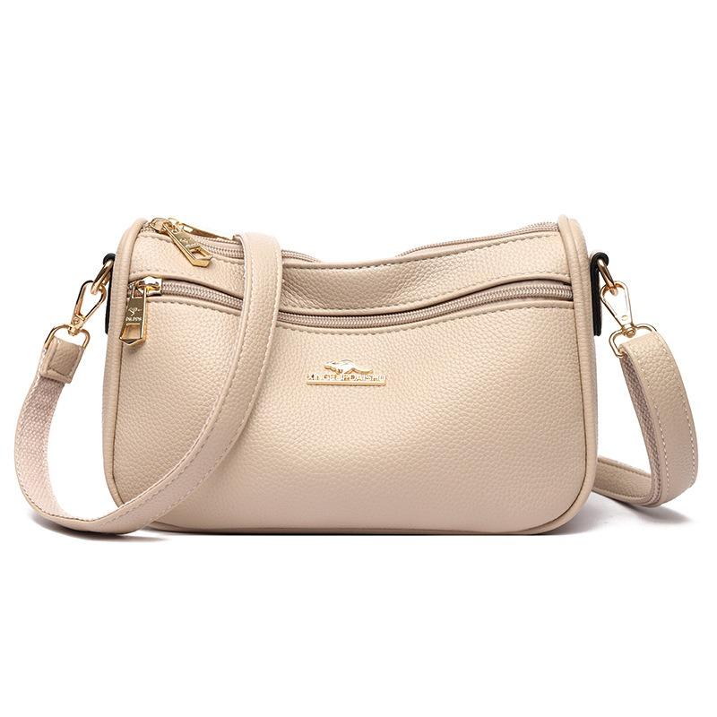 Women's Bag Fashionable Versatile Shoulder Bag Soft Leather Texture Retro Messenger Bag Multi-compartment Mother Bag