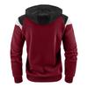 Men Autumn Coat Contrast Colors Hooded Hat Long Sleeves Pockets Warm Plush Drawstring Cardigan Spring Hoodie Coat for Daily Wear