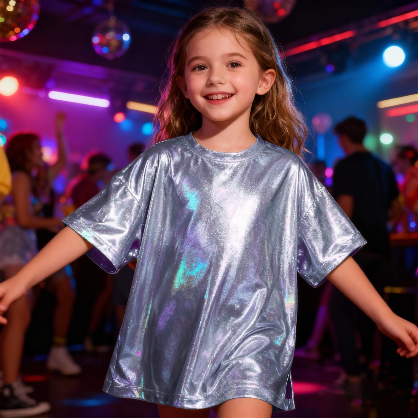 Vianna Carnaval Pailletten Festival Meisje Jongen Hip-hop Glanzende Ronde Hals Disco Dans Pailletten Top 110