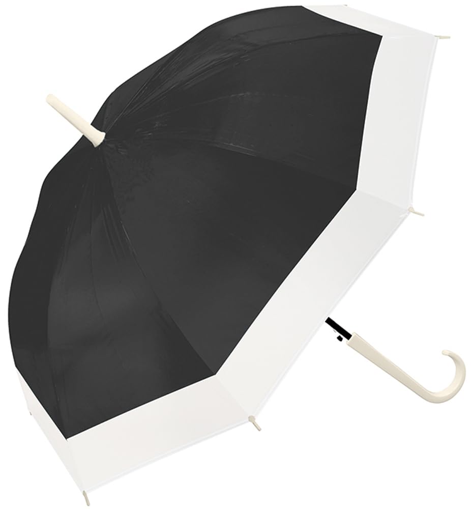 Large 60cm Vinyl Automatic Stylish Matte Black Semi-Transparent Umbrella, One-Touch Opening, Lightweight, Durable, Fiberglass, Two-Tone Finish,