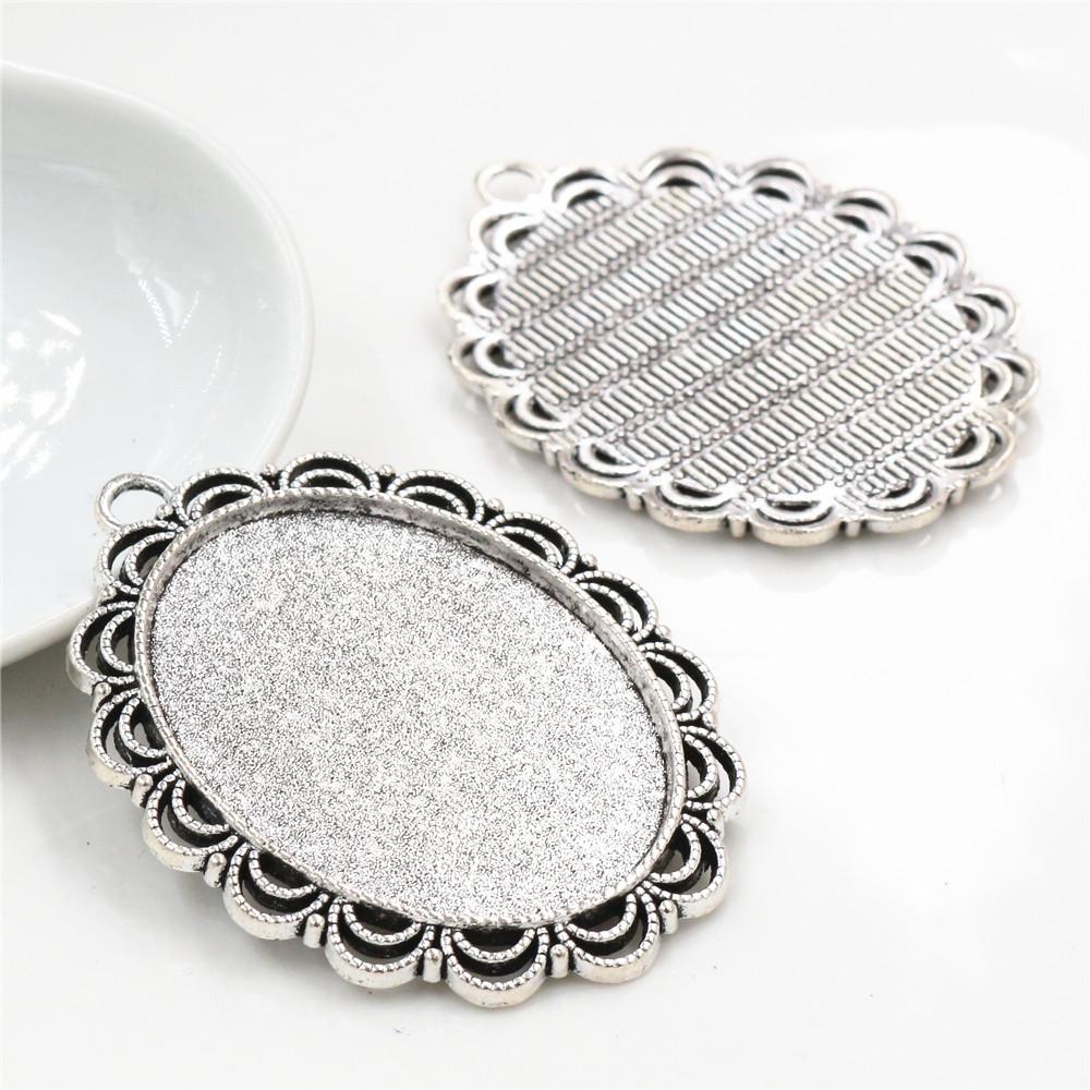 5 Stück 30x40mm Innenmaß 7 Farben Vergoldete Cabochon-Fassung Anhänger Charms