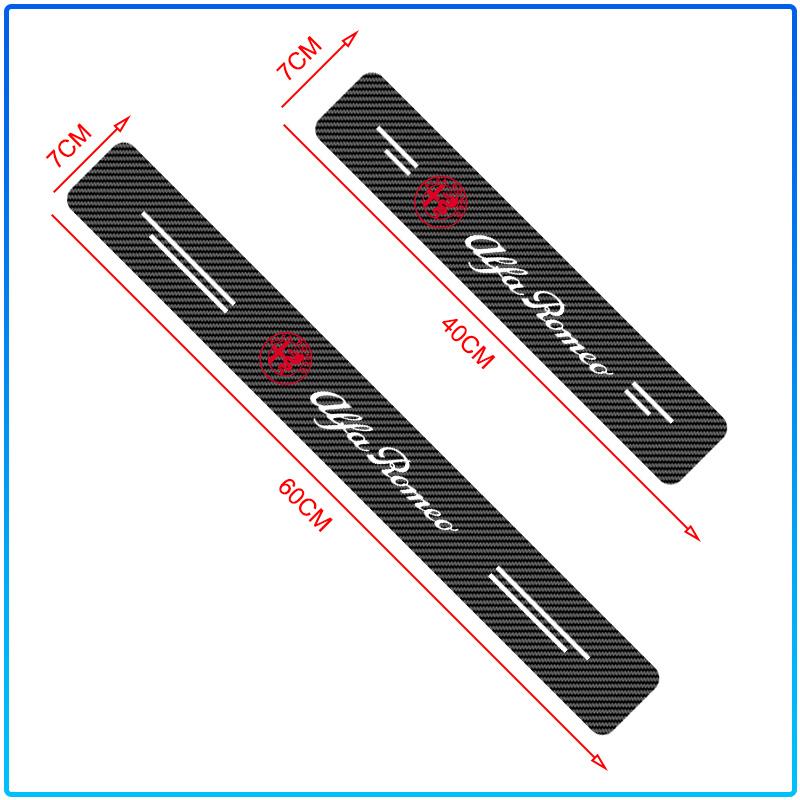 For Alfa Romeo 147 159 Giulietta Giulia Mito Spider Alpha Nheadrest 4Pcs Carbon Fiber Car Door Sill Protection Sticker Anti-scratch Refit