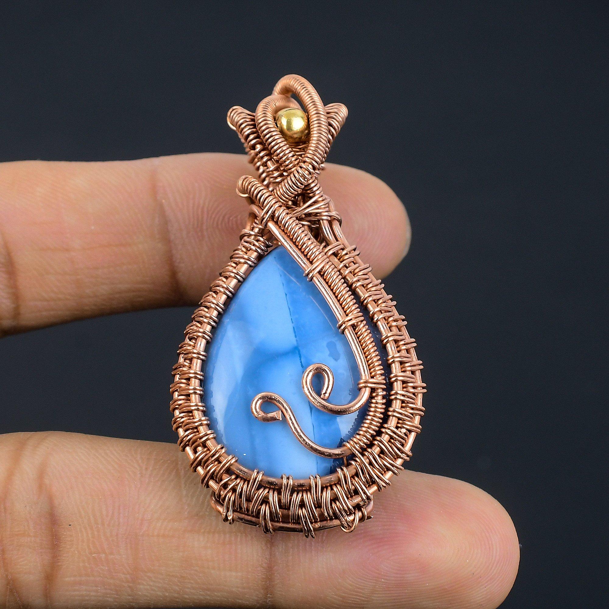 

Подвеска с опалом Оуайхи, Ювелирное изделие, обернутое медной проволокой 999 пробы, Подвеска с драгоценным камнем, Подарок для нее, Изящное ювелирное изделие ручной работы 2.55 Inches