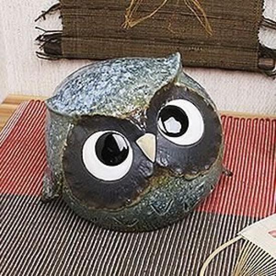 

Shigaraki ware round owl mosquito burner [kr-0036] чорний