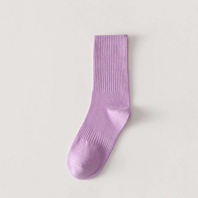 5 Pairs Mid-tube Socks Fall/Winter Ladies Pile Socks Candy Striped Stockings