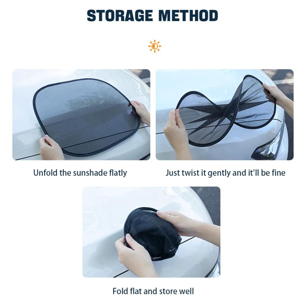 GISAEV Car Sun Shade UV Protection - Front/Rear Window Mesh Curtain with Suction Cups, Summer Sunshade Visor for Side Windows