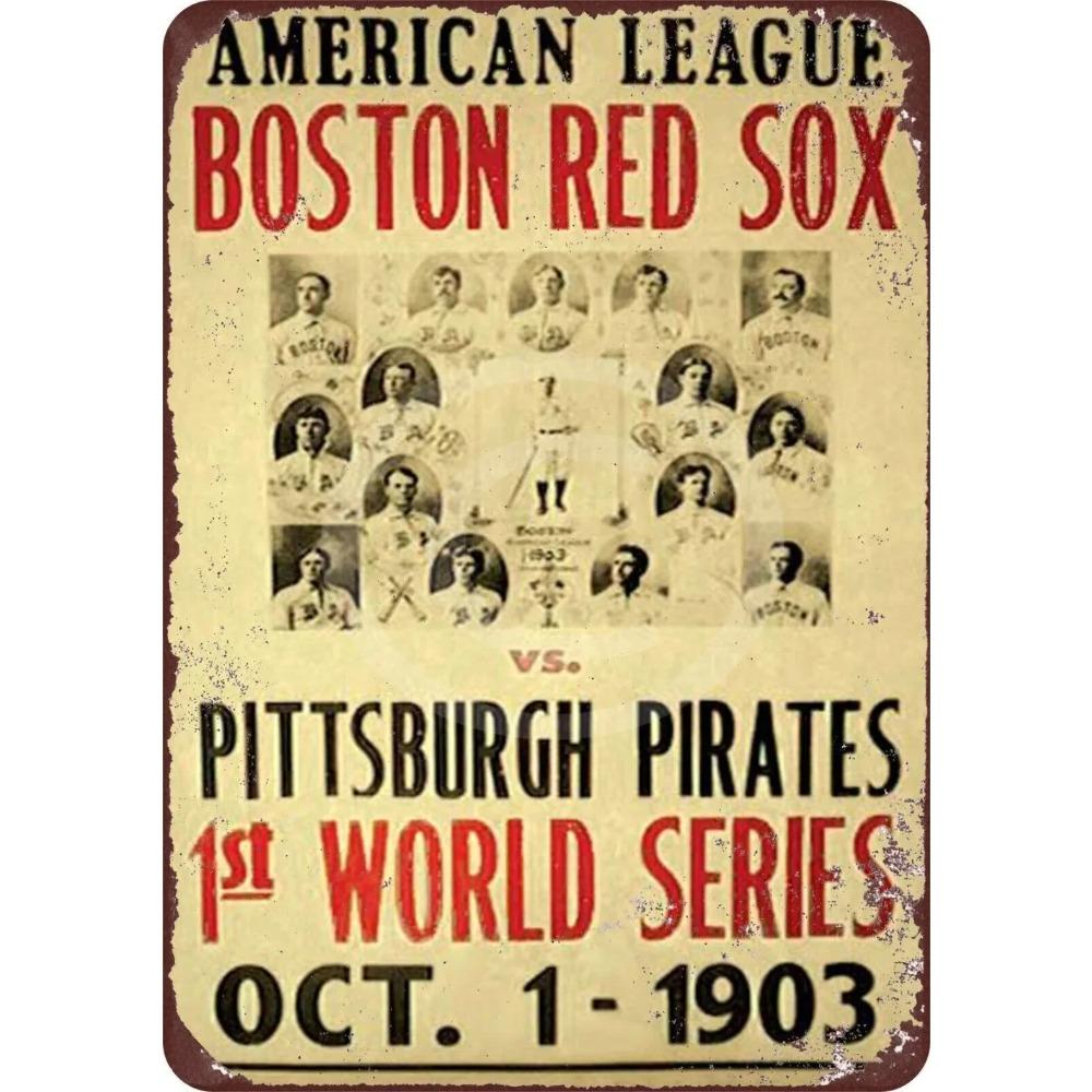 RetroBaseballWorks 1903 Boston Red Sox world series Sign - Aluminum Reproduction, Vintage Style, Perfect for Sports Bars