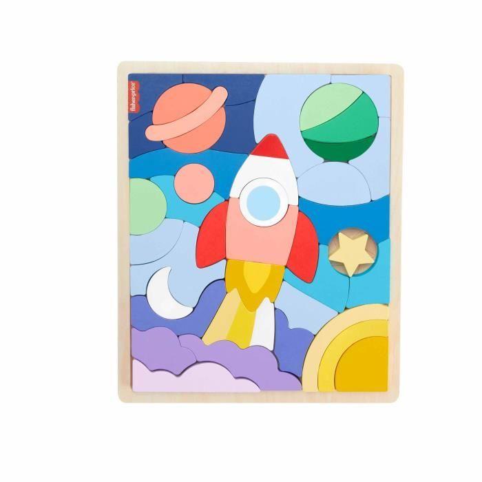 FISHER-PRICE Puzzle en Bois L’Espace-Puzzle 42 pièces pour les petits - Fisher-Price - HXY42