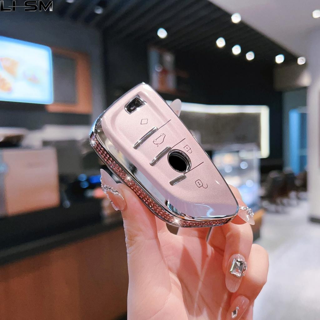 Pink Diamond Style Tpu For Bmw 216I F46 X1 X2 X3 X5 X6 Gt 2 5 6 7 Series 3 4 Button Remote Car Key Case Cover Holder Keychain