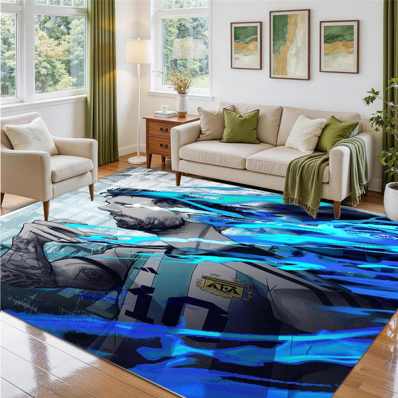 Lionel Messi Design Crystal Velvet Rug Soft Decorative Mat for Bedroom Entrance
