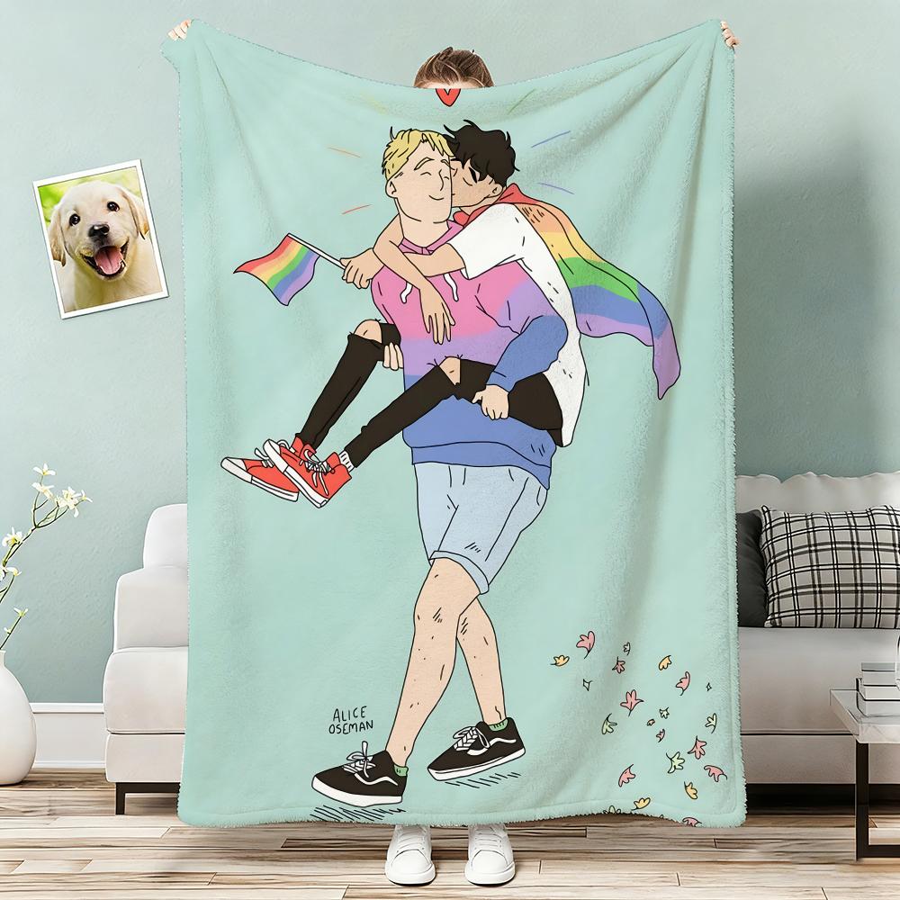 Heartstopper movie tv Throw Lightweight 240g Flannel Blanket Soft Skin-friendly for Summer Cooling 75x90cm