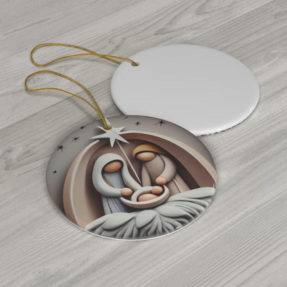 Creative Acrylic Painted Nativity Pendant Decoration Hangable Christmas Tree Ornaments Home Decor