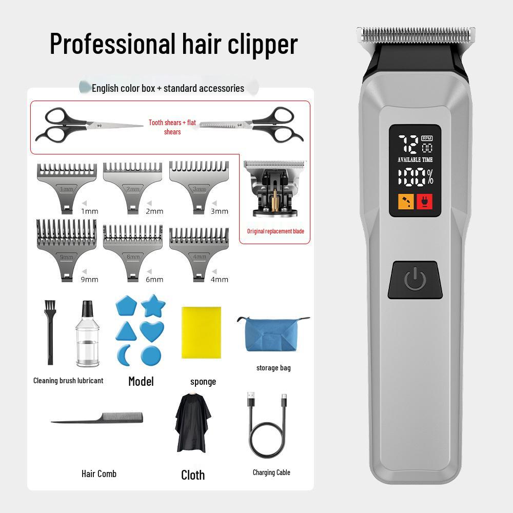 Waterproof Professional Hair Clipper: Quick Charge, Oil Head, Bald Head, Home Hairdressing Trimmer.