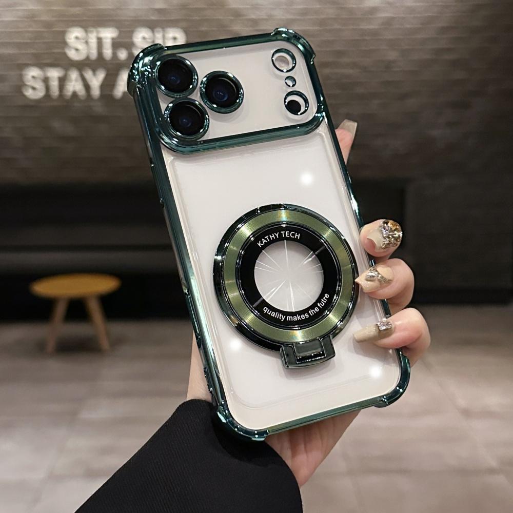 

Color Frame Shockproof Plating Magnetic Holder Case For iPhone 17Air 16E 15 14 Plus 13 12 11 Pro Max Slim Anti-Fall Cover iPhone17