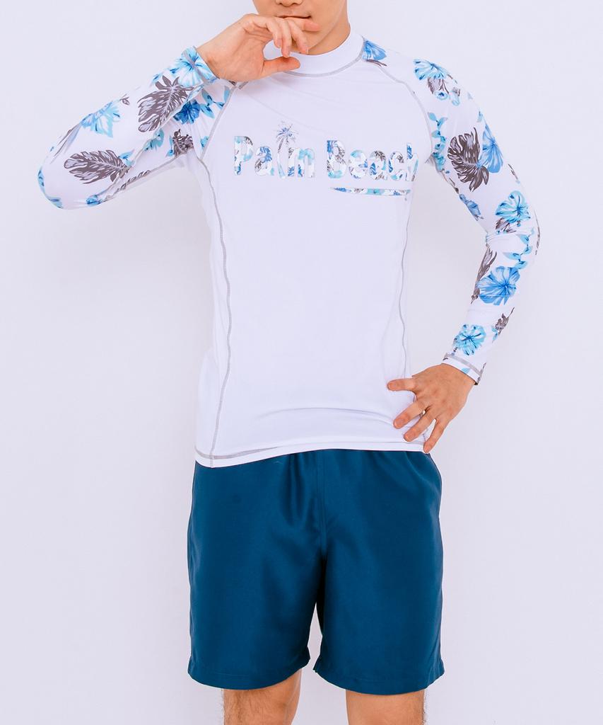 Dangun Long Sleeve Rash Guard With Floral Color Block Sleeves