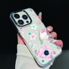 Plating Retro Flowers Pattern Case For iPhone 16 15 14 Pro Max Plus 12 13 Pro 11 Electroplating Lens Frame Clear Cover