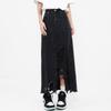 Womens Vintage Denim Midi Skirt With Raw Hem Distressed Detail Boho Street Style Cotton Blend Long