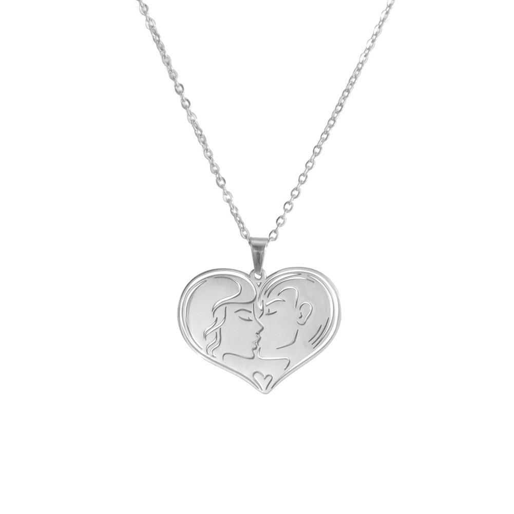 

Fashionable Titanium Steel Heart Pendant Necklace For Couples Adjustable Length Steel