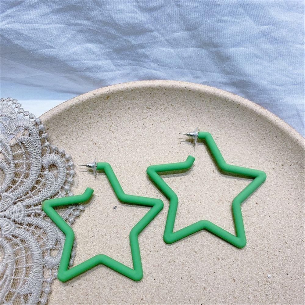 Cute Personality Fashion Colorful Star Bright Fluorescence Hoop Earring Geometric Earrings