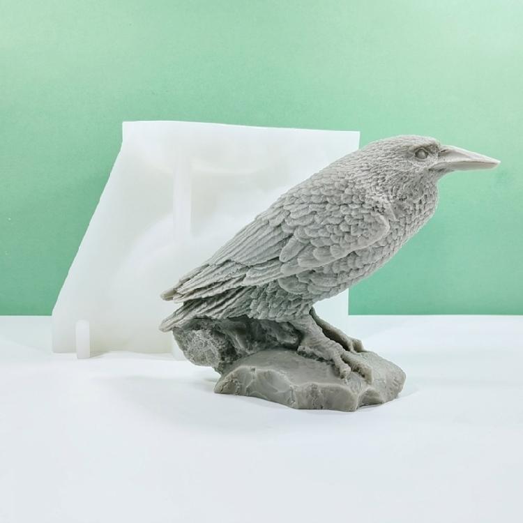 3D Crow Candle Mould Silicone Molds Halloween Castings Molds Home Decorations