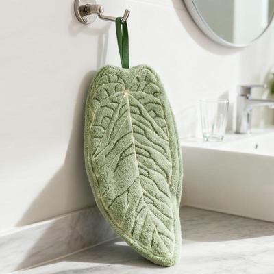 Creative Leaf Design Hand Towel, Hanging Style For Kitchen, Bathroom, Room Decor, Absorbent & Easy To Clean