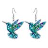 Set de Broche y Collar de Colibrí Colorido con Diseño de Pájaro en Acero Inoxidable, con Pendientes Resistentes al Descoloramiento y Anillo de Gancho