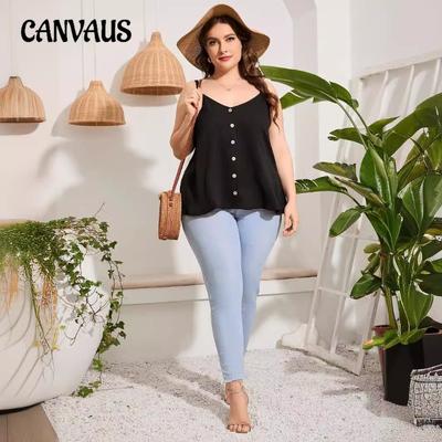 Plus Size Women's Summer V Neck Halter Top