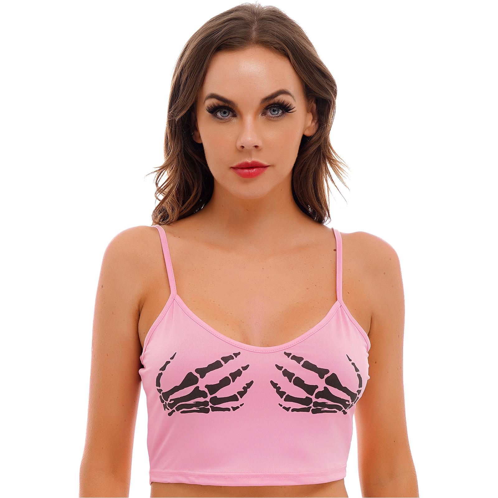 

Жіночий кроп-топ з принтом скелета, намальований від руки дизайн черепа, безрукавний спортивний боді, готичний стиль, вуличний одяг XXL