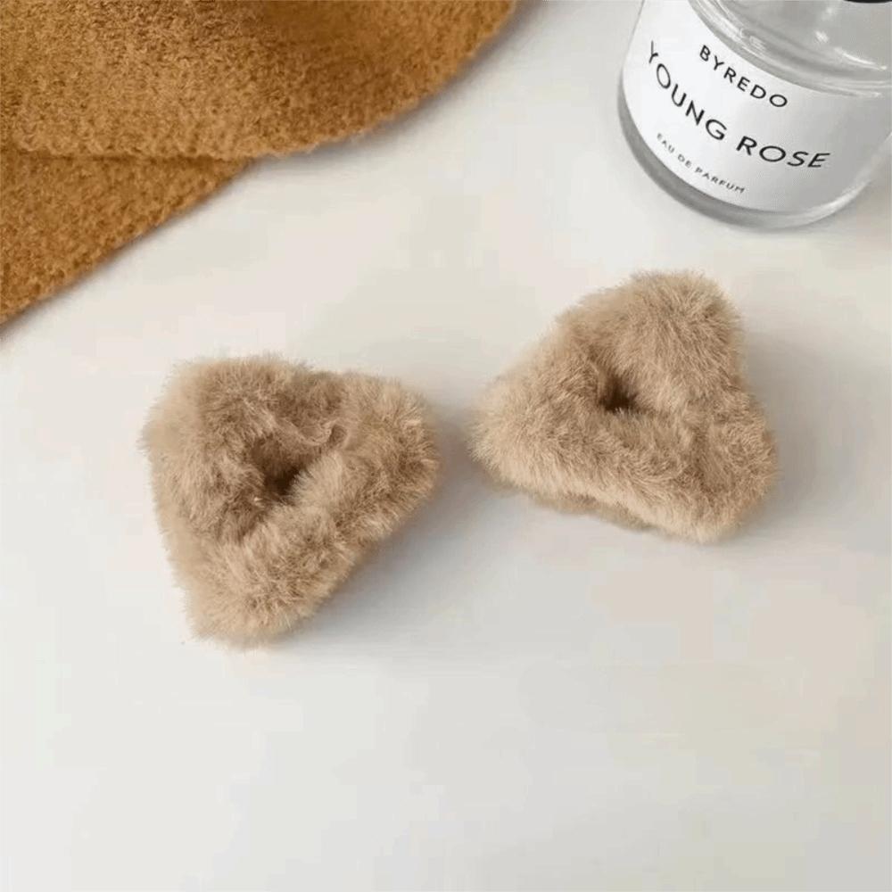 

Trendy Versatile Hair Clips Cat Ear Shape Fluffy Bangs Hair Clips Sweet Style Ponytail Clips Women Head Wear Accessories кофейный
