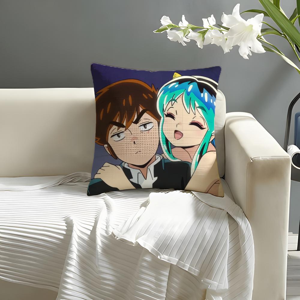 

Uurusei Yyatsura Anime Game Pillow Case Natural Linen Organic Fabric DoubleSided Printing Sofa Home Decor Cushion Cover 30X30cm
