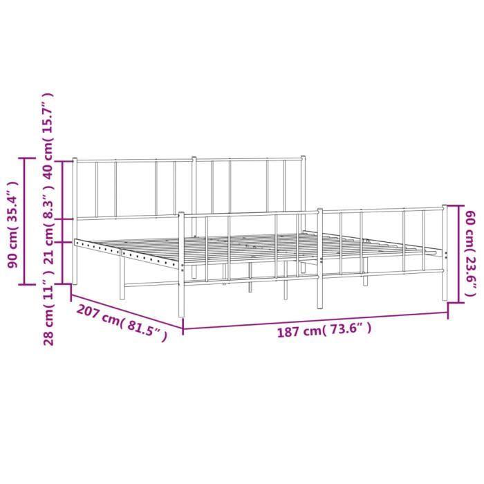 VidaXL Metal Bed Frame with Headboard-Footboard Black 180x200 Cm 352502