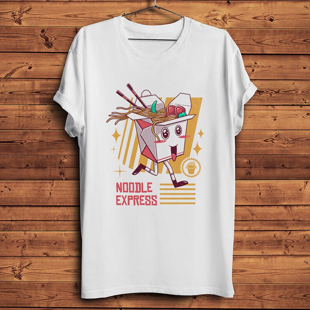 

Kawaii Street Food Fried Noodle Express Funny Anime TshirtWhite Casual Short Sleeve TShirtUnisex Tee Streetwear Breathable 4XL